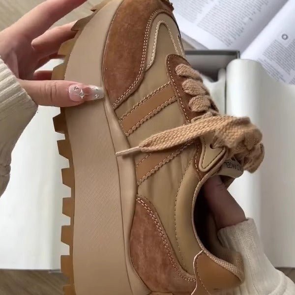 Versatile Platform Thick Bottom Shoes Retro Women's Dad Shoes $89.50 Dana Fashion Color: Khaki Upgraded Version Size: 35 Women's shoes Product information: Pattern: color matching Lining material: PU Color: khaki, silver, khaki [upgraded version], silver