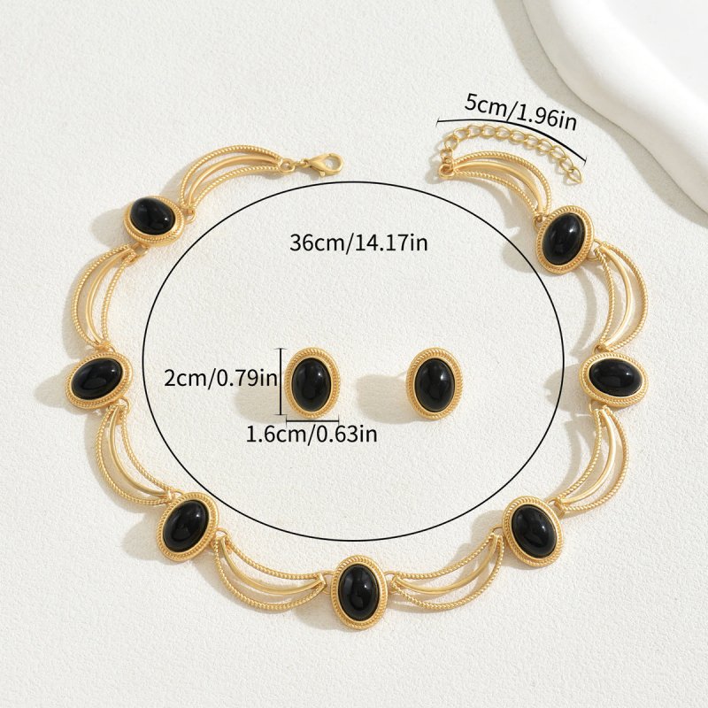 Vintage Inlaid Gem Earrings And Necklace Set $57.31 Dana Fashion Color: XL5419 Women's Accessories Product information: Pattern: Geometric Treatment Process: inlay Color: XL5419 Applicable people: women Inlaid material: alloy inlaid artificial gem/semi-pr