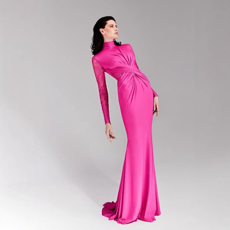 Vintage Lace Pleated Waist Tight Dress $95.00 Dana Fashion Color: Rose Red Size: L Women's clothing Product information: Pattern: solid color Skirt type: patchwork skirt Color: Rose Red Waist type: high waist Size: XS,S,M,L Style type: Art retro Combinati