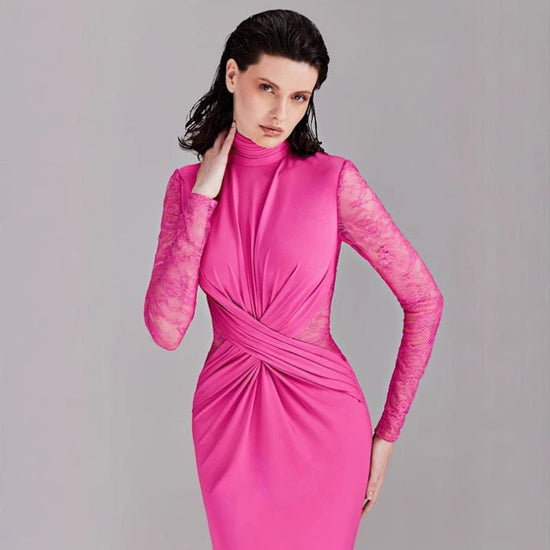 Vintage Lace Pleated Waist Tight Dress $95.00 Dana Fashion Color: Rose Red Size: L Women's clothing Product information: Pattern: solid color Skirt type: patchwork skirt Color: Rose Red Waist type: high waist Size: XS,S,M,L Style type: Art retro Combinati