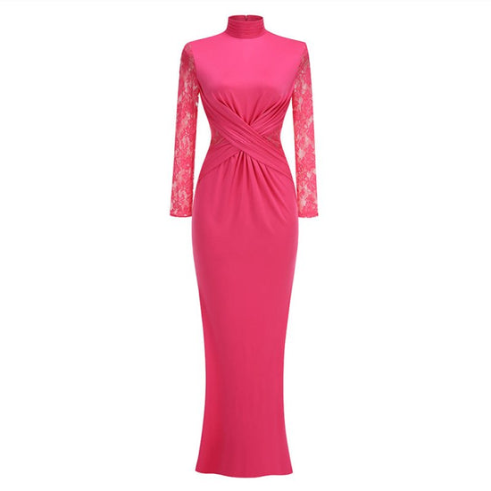 Vintage Lace Pleated Waist Tight Dress $95.00 Dana Fashion Color: Rose Red Size: L Women's clothing Product information: Pattern: solid color Skirt type: patchwork skirt Color: Rose Red Waist type: high waist Size: XS,S,M,L Style type: Art retro Combinati