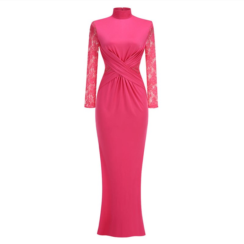 Vintage Lace Pleated Waist Tight Dress $95.00 Dana Fashion Color: Rose Red Size: L Women's clothing Product information: Pattern: solid color Skirt type: patchwork skirt Color: Rose Red Waist type: high waist Size: XS,S,M,L Style type: Art retro Combinati