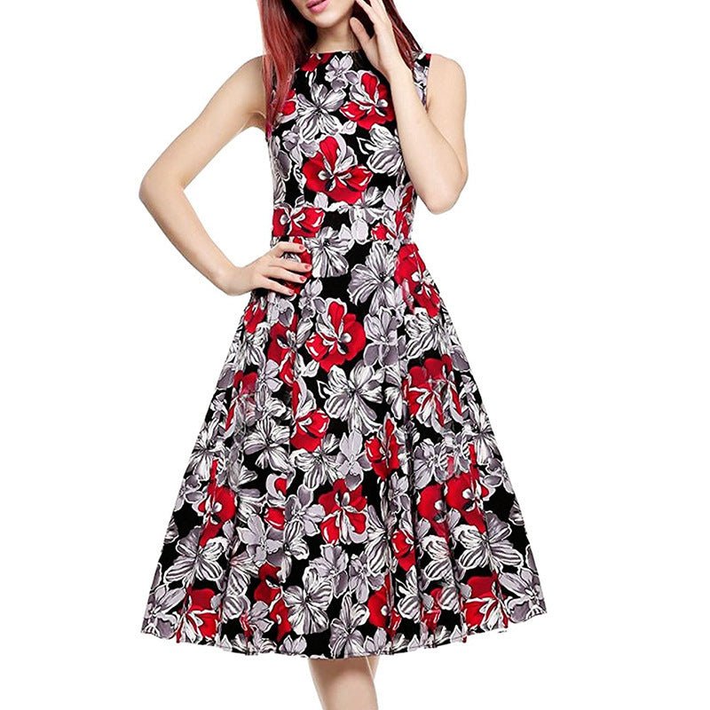 Vintage print dress $40.50 Dana Fashion Color: Lily purple Size: 2XL Women's clothing Style: OL commute Pattern: Print Process: Printing / Printing Origin: Dongguan Style: Basic Combination form: single piece Skirt length: mid skirt Skirt type: princess d