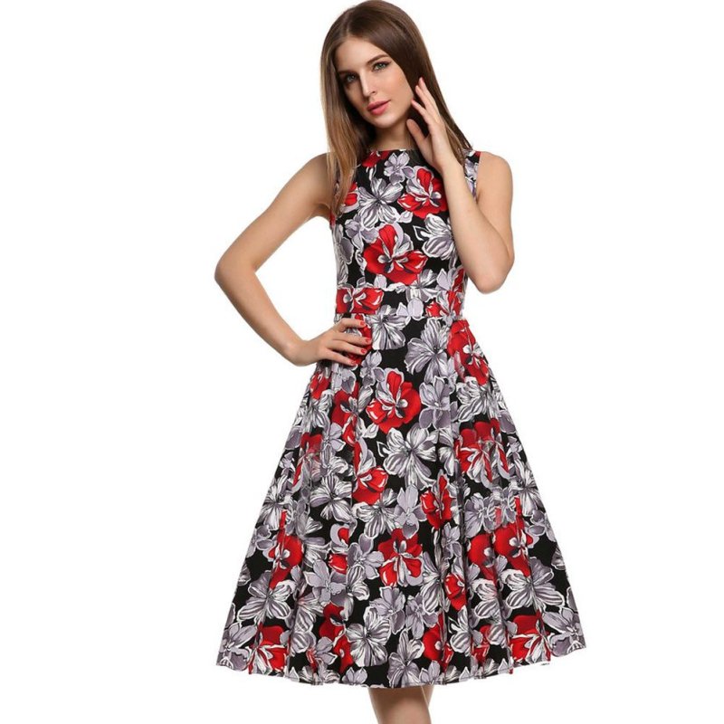 Vintage print dress $40.50 Dana Fashion Color: Lily purple Size: 2XL Women's clothing Style: OL commute Pattern: Print Process: Printing / Printing Origin: Dongguan Style: Basic Combination form: single piece Skirt length: mid skirt Skirt type: princess d