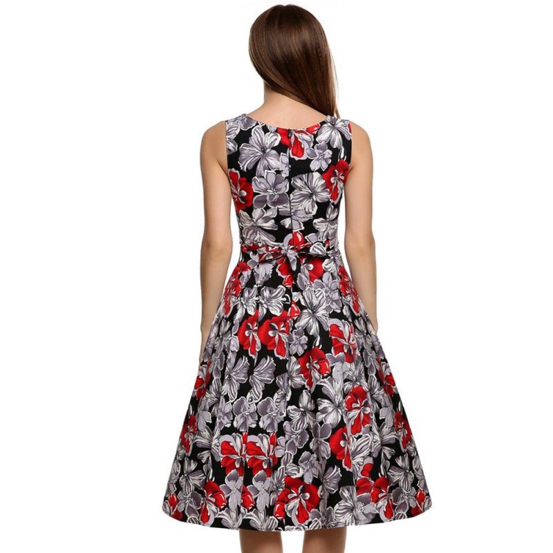 Vintage print dress $40.50 Dana Fashion Color: Lily purple Size: 2XL Women's clothing Style: OL commute Pattern: Print Process: Printing / Printing Origin: Dongguan Style: Basic Combination form: single piece Skirt length: mid skirt Skirt type: princess d