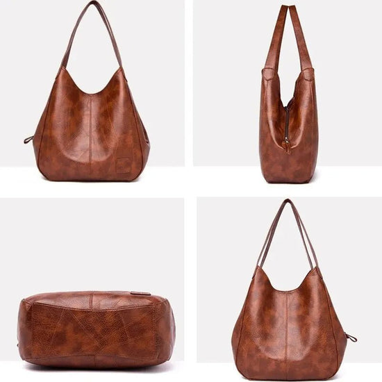 Vintage Women's Bag Leather Large Capacity Marble Grain Women's Shoulder Bag Daily Commuter Handbag Shopping $49.50 Dana Fashion Color: Black Women's Bags Material: Genuine Leather Color: black ,brown Size: 33*32*12cm Weight: about 400g Packing include: 1
