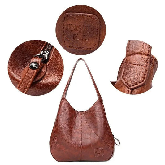 Vintage Women's Bag Leather Large Capacity Marble Grain Women's Shoulder Bag Daily Commuter Handbag Shopping $49.50 Dana Fashion Color: Black Women's Bags Material: Genuine Leather Color: black ,brown Size: 33*32*12cm Weight: about 400g Packing include: 1