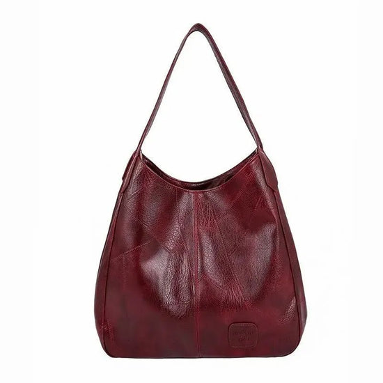 Vintage Women's Bag Leather Large Capacity Marble Grain Women's Shoulder Bag Daily Commuter Handbag Shopping $49.50 Dana Fashion Color: Wine Red Women's Bags Material: Genuine Leather Color: black ,brown Size: 33*32*12cm Weight: about 400g Packing include