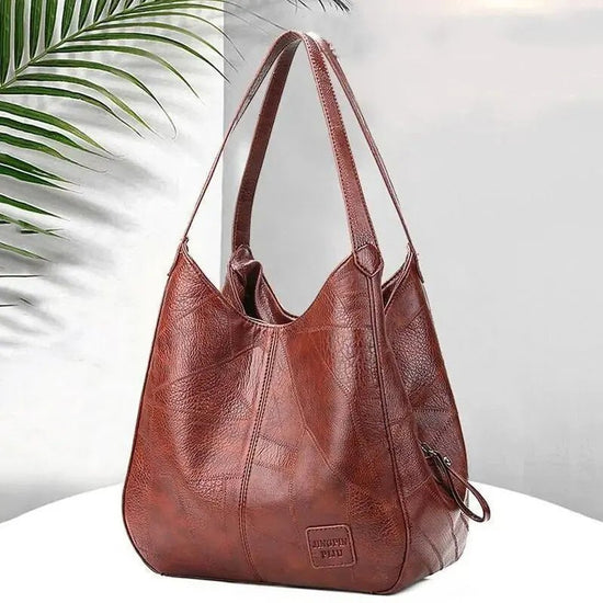 Vintage Women's Bag Leather Large Capacity Marble Grain Women's Shoulder Bag Daily Commuter Handbag Shopping $49.50 Dana Fashion Color: Black Women's Bags Material: Genuine Leather Color: black ,brown Size: 33*32*12cm Weight: about 400g Packing include: 1