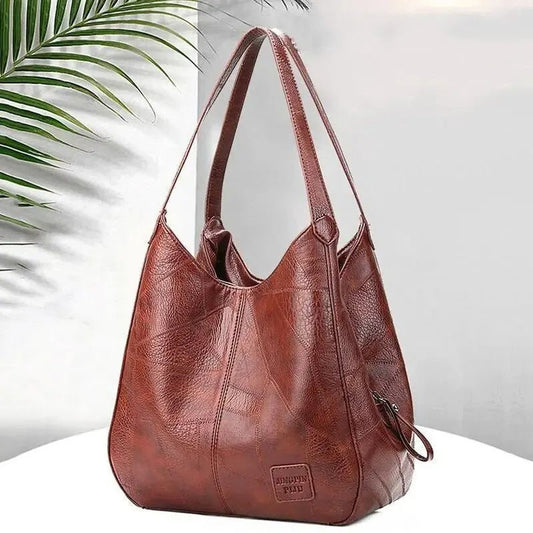 Vintage Women's Bag Leather Large Capacity Marble Grain Women's Shoulder Bag Daily Commuter Handbag Shopping $49.50 Dana Fashion Color: Black Women's Bags Material: Genuine Leather Color: black ,brown Size: 33*32*12cm Weight: about 400g Packing include: 1