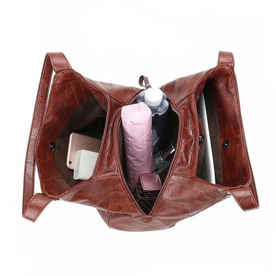 Vintage Women's Bag Leather Large Capacity Marble Grain Women's Shoulder Bag Daily Commuter Handbag Shopping $49.50 Dana Fashion Color: Black Women's Bags Material: Genuine Leather Color: black ,brown Size: 33*32*12cm Weight: about 400g Packing include: 1