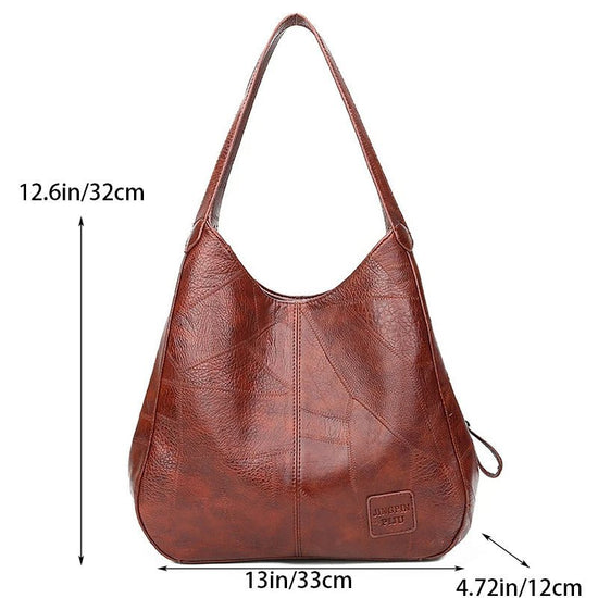 Vintage Women's Bag Leather Large Capacity Marble Grain Women's Shoulder Bag Daily Commuter Handbag Shopping $49.50 Dana Fashion Color: Black Women's Bags Material: Genuine Leather Color: black ,brown Size: 33*32*12cm Weight: about 400g Packing include: 1
