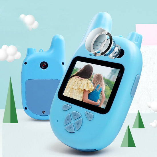 Walkie-Talkie Kids Camera Toys Mini HD Cartoon Cameras $98.76 Dana Fashion Color: Blue Toys & Hobbies Optical Zoom:< 10x Additional Function:Recording Function, Motion JPEG, Camera Function Imaging Sensor:CMOS Wideangle:90° Item Name:Walkie-talkie Kids Ca