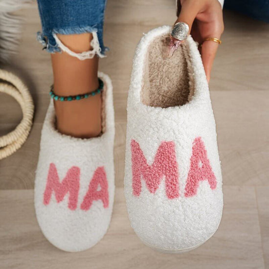 Warm And Cozy MAMA Christmas Gift Plush Cotton Slippers Thick Non-Slip Sole Indoor Slippers Shoes $69.50 Dana Fashion Color: White Size: 38to39 Women's shoes Overview: Unique design, stylish and beautiful. Good material, comfortable wear. Product informat