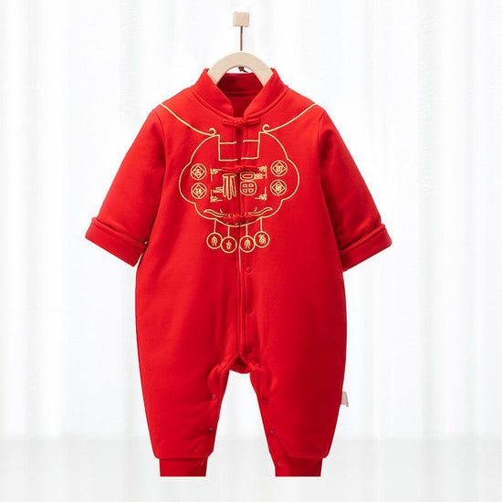Warm Jumpsuit Newborn Cotton Crawling Suit $65.98 Dana Fashion Color: Changlife Suo Heavy Industry E Child size: 100cm Baby Clothing Product information: Fabric name：cotton Boneless process：is Seasonable:Spring, spring, fall Main fabric component:cotton M