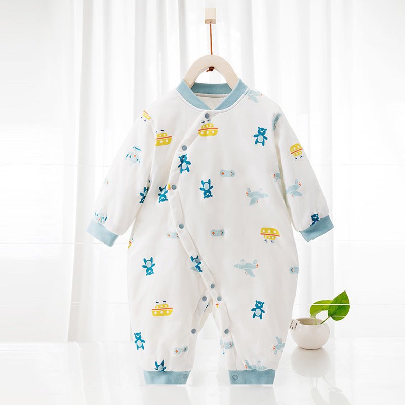 Warm Jumpsuit Newborn Cotton Crawling Suit $43.24 Dana Fashion Color: Toy green Child size: 100cm Baby Clothing Product information: Fabric name：cotton Boneless process：is Seasonable:Spring, spring, fall Main fabric component:cotton Main fabric compositio