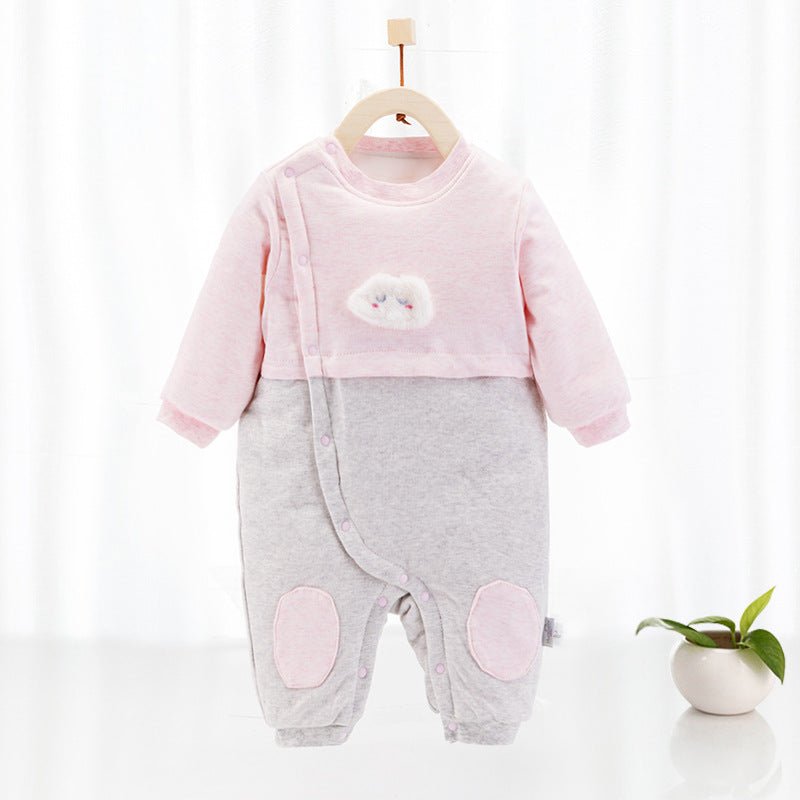 Warm Jumpsuit Newborn Cotton Crawling Suit $43.24 Dana Fashion Color: Baby cloud powder Child size: 100cm Baby Clothing Product information: Fabric name：cotton Boneless process：is Seasonable:Spring, spring, fall Main fabric component:cotton Main fabric co