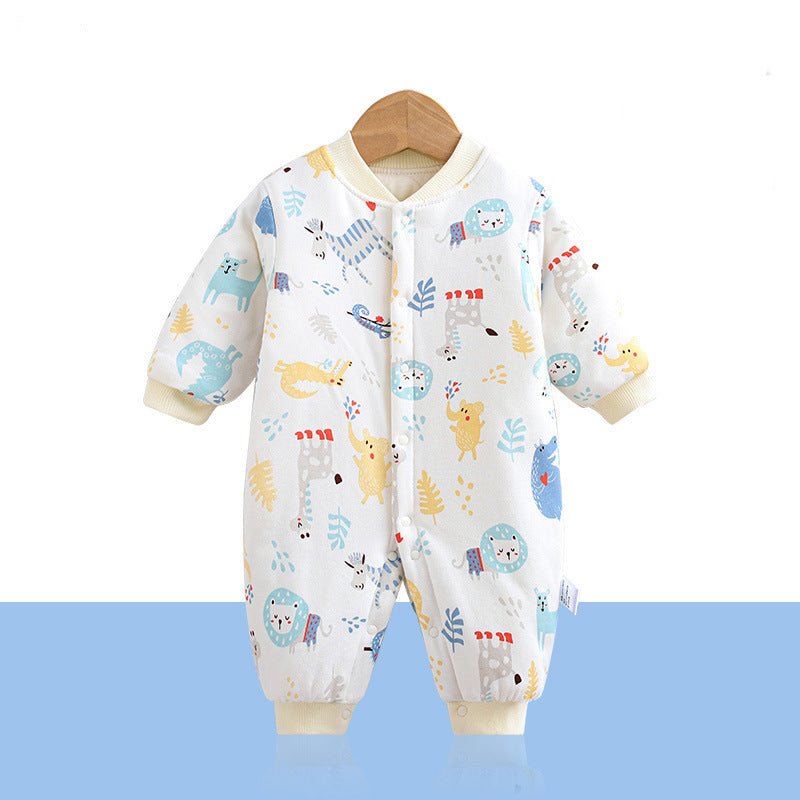 Warm Jumpsuit Newborn Cotton Crawling Suit $38.51 Dana Fashion Color: Forest Child size: 100cm Baby Clothing Product information: Fabric name：cotton Boneless process：is Seasonable:Spring, spring, fall Main fabric component:cotton Main fabric composition c