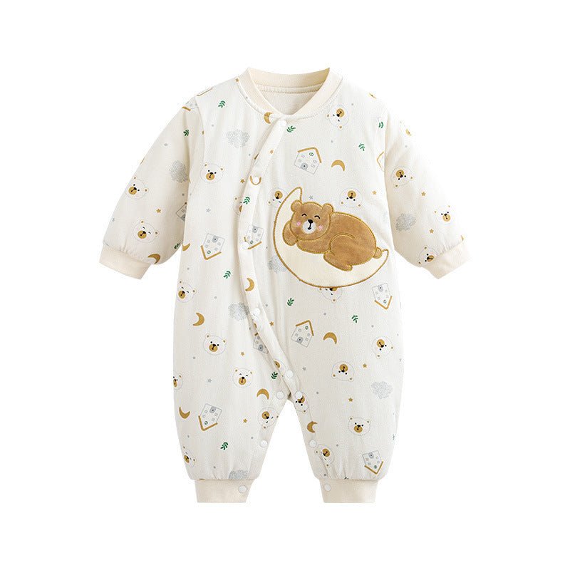 Warm Jumpsuit Newborn Cotton Crawling Suit $38.51 Dana Fashion Color: Sleeping Bear Child size: 100cm Baby Clothing Product information: Fabric name：cotton Boneless process：is Seasonable:Spring, spring, fall Main fabric component:cotton Main fabric compos