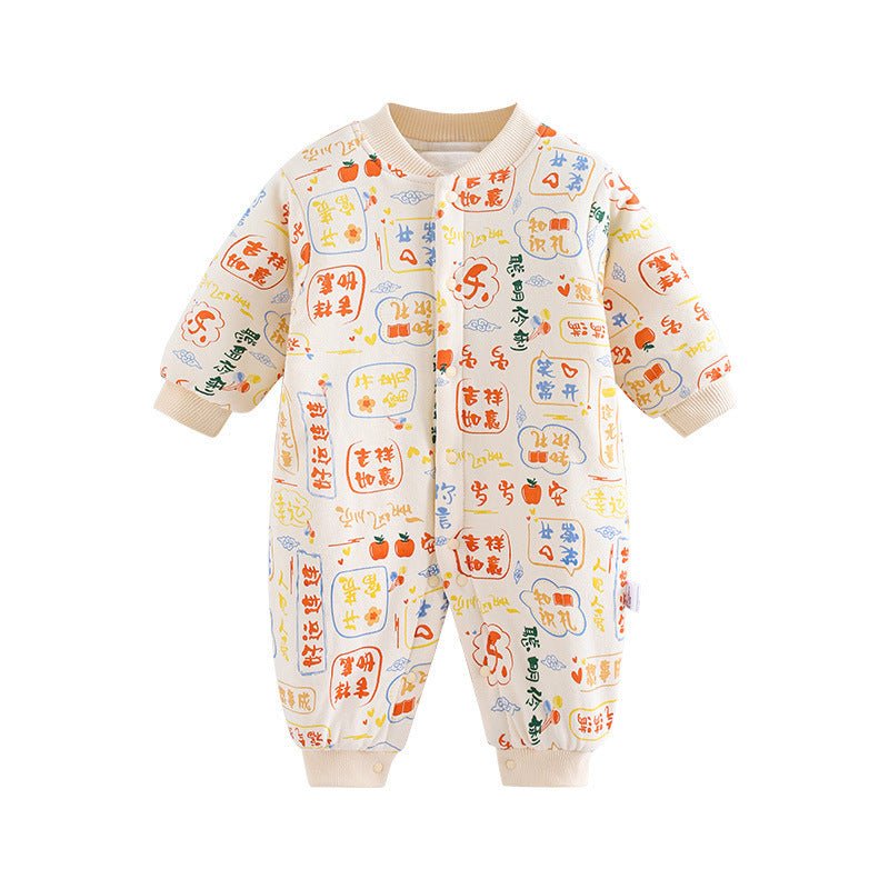 Warm Jumpsuit Newborn Cotton Crawling Suit $38.51 Dana Fashion Color: Peace and Joy Child size: 100cm Baby Clothing Product information: Fabric name：cotton Boneless process：is Seasonable:Spring, spring, fall Main fabric component:cotton Main fabric compos