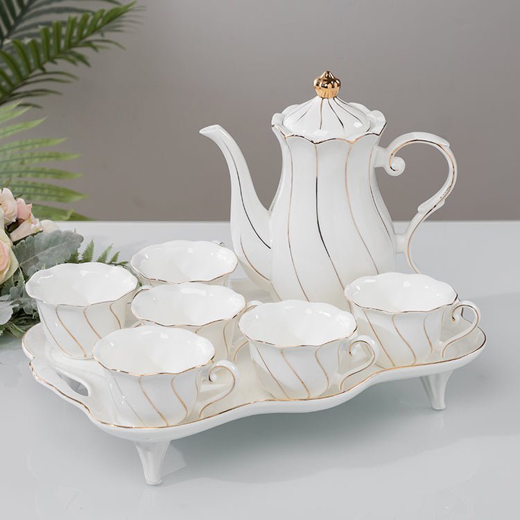 Water Set Ceramic Ware Household Light Luxury $125.99 Dana Fashion Color: White Flower Fairy Dana's Kitchen Product information: Material: Ceramic Plastic: PP Style: Nordic style Scope of application: beverages Craft: Glacier pattern Packing list: Ceramic