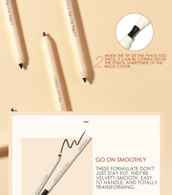Waterproof eyeliner without smudge $39.00 Dana Fashion Style: Fairy dust makeup Product Details: 1. The back cover can be used to curl directly. 2. When the tip of the pen is too thick, it can be corrected with the pencil sharpener on the back cover. Poin