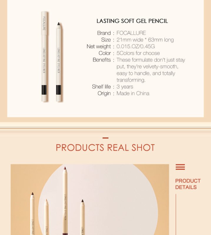 Waterproof eyeliner without smudge $39.00 Dana Fashion Style: Fairy dust makeup Product Details: 1. The back cover can be used to curl directly. 2. When the tip of the pen is too thick, it can be corrected with the pencil sharpener on the back cover. Poin