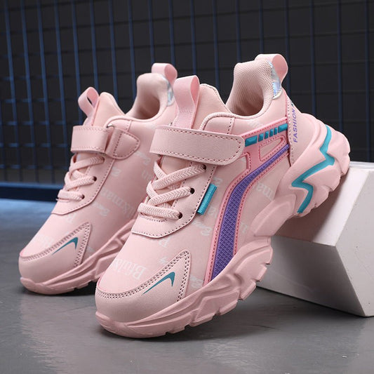 Waterproof Leather Girls Casual Sneaker $35.50 Dana Fashion Color: Black And Red Cotton size: 27 Women's shoes Product information: Pattern: Letters Thickness: ordinary thickness Applicable site: hard ground Color: pink leather surface, pink cotton, black