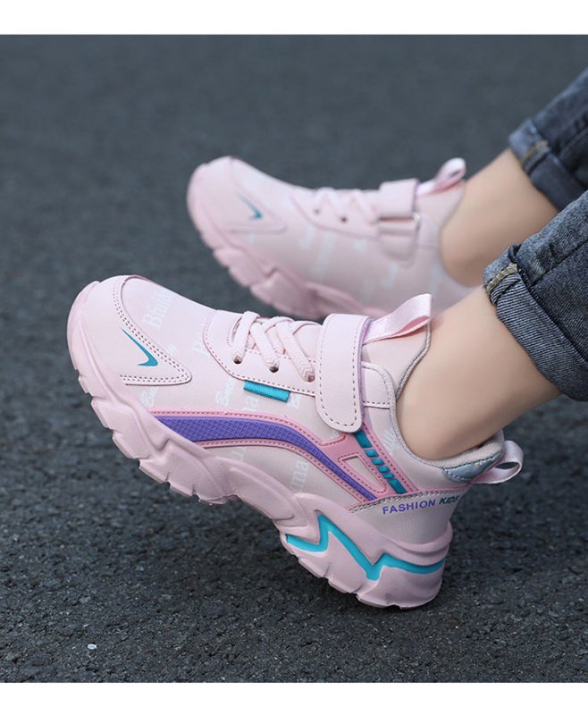 Waterproof Leather Girls Casual Sneaker $35.50 Dana Fashion Color: Black And Red Cotton size: 27 Women's shoes Product information: Pattern: Letters Thickness: ordinary thickness Applicable site: hard ground Color: pink leather surface, pink cotton, black
