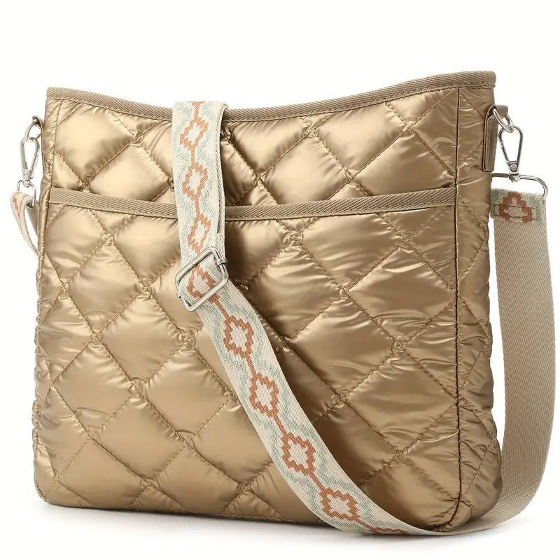Waterproof Nylon Crossbody Bag Outdoor Waterproof Multi-purpose Package $24.99 Dana Fashion Color: Golden Women's Bags Product information: Lining texture: Polyester Applicable scenario: leisure travel Color: gold (in stock), Black (in stock) Outer bag ty