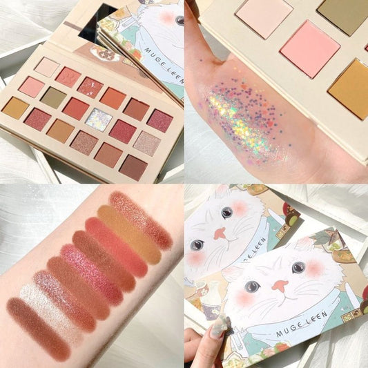 Waterproof powder, pearl light eye shadow $16.44 Dana Fashion Color: Red makeup Color: 18 Color number: 8 colors and above Model: MUGE LEEN18 color eye shadow disc Special purpose cosmetics: no Suitable skin type: General Efficacy: modification