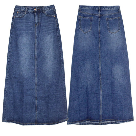 Wear Frayed Long Skirts Women's Long Skirts Denim Skirts $149.90 Dana Fashion Color: Blue Size: 2XL Women's clothing Product Information: Style: all-match Pattern: plain Process: hand-worn Skirt type: A-line skirt Skirt length: short skirt Popular element