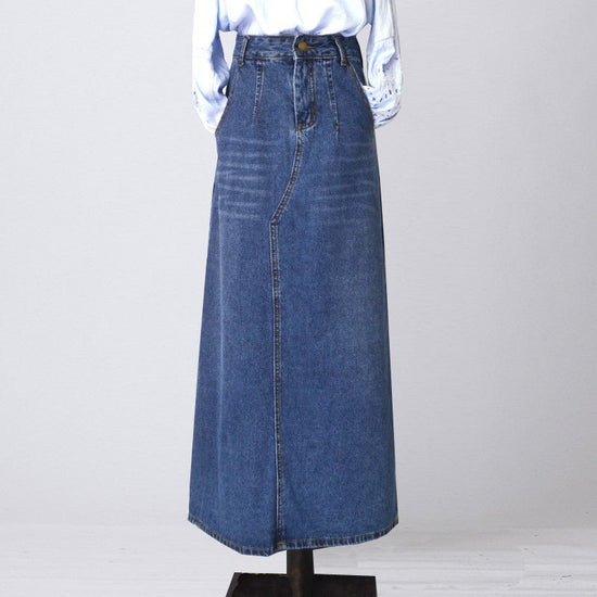 Wear Frayed Long Skirts Women's Long Skirts Denim Skirts $149.90 Dana Fashion Color: Light Blue Size: L Women's clothing Product Information: Style: all-match Pattern: plain Process: hand-worn Skirt type: A-line skirt Skirt length: short skirt Popular ele
