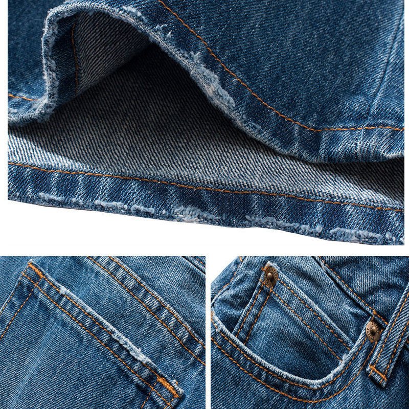 Wear Frayed Long Skirts Women's Long Skirts Denim Skirts $149.90 Dana Fashion Color: Blue Size: 2XL Women's clothing Product Information: Style: all-match Pattern: plain Process: hand-worn Skirt type: A-line skirt Skirt length: short skirt Popular element