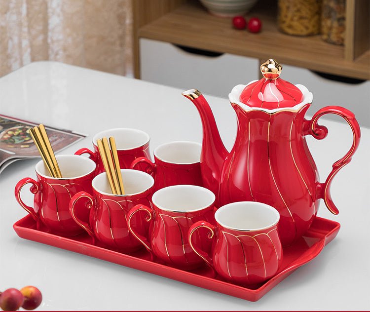Wedding Drinking Glass Set Living Room Festive $175.50 Dana Fashion style: Swan Chinese Red Flat Plate Dana's Kitchen Product information: Color: Diamond Chinese Red Flat Plate, Swan Chinese Red Flat Plate, Bauhinia Red Flat Plate, Flower Fairy Chinese Re