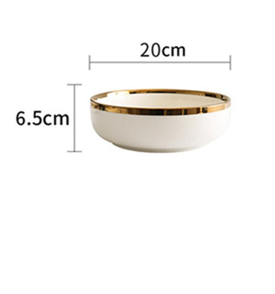 Wedding Gifts Home Bowls And Plates $67.25 Dana Fashion style: F Dana's Kitchen Product information: Material: Porcelain Pattern: gold trim Style: American Bowl diameter: 4.5 inches Color classification: A platinum 8 inch shallow dish B platinum 8 inch de