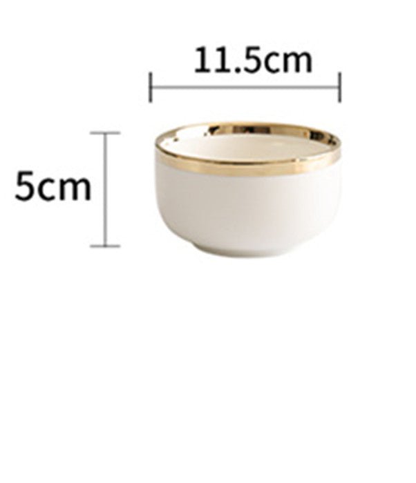 Wedding Gifts Home Bowls And Plates $97.22 Dana Fashion style: C Dana's Kitchen Product information: Material: Porcelain Pattern: gold trim Style: American Bowl diameter: 4.5 inches Color classification: A platinum 8 inch shallow dish B platinum 8 inch de
