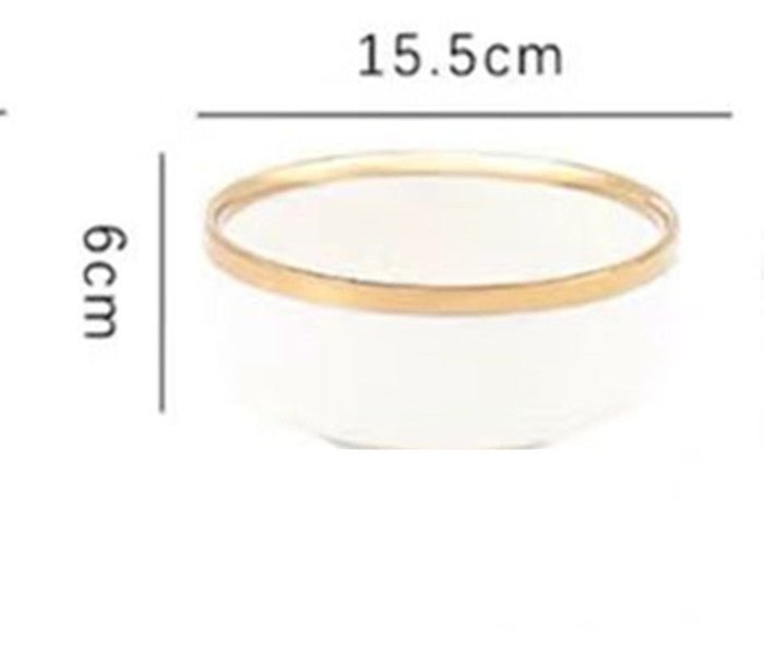 Wedding Gifts Home Bowls And Plates $36.13 Dana Fashion style: K Dana's Kitchen Product information: Material: Porcelain Pattern: gold trim Style: American Bowl diameter: 4.5 inches Color classification: A platinum 8 inch shallow dish B platinum 8 inch de