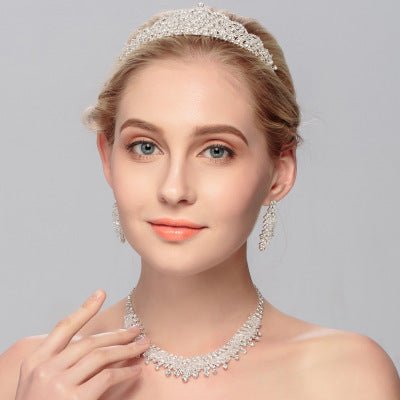 Wedding jewelry set $55.18 Dana Fashion Style: Set Women's Accessories [Color]: Silver [Material: Alloy Size: Circumference: 36cm; Middle Height: 3cm