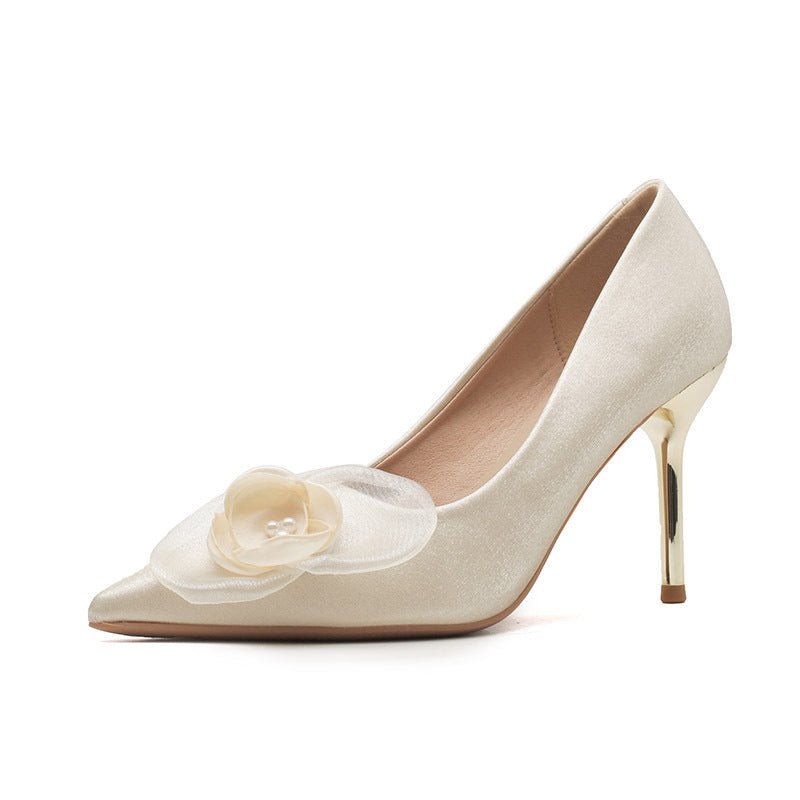 Wedding Shoes Stiletto High-end Applique High Heels $57.44 Dana Fashion Color: Apricot 5CM Size: 33 Women's shoes Product information: Pattern: solid color Lining material: Microfiber Applicable sports: Universal Color: apricot 5cm, apricot 7cm, apricot 9