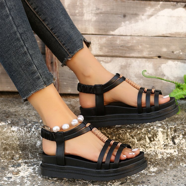 Wedge Platform Increased Plus Size Size 43 Sandals $50.11 Dana Fashion Color: Black Size: 35 Women's shoes Product information: Lining material: PU Toe holder shape: Pointed Color: black, white Shoe Upper material: First layer cowhide Size: 35,36,37,38,39