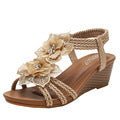 Wedge Roman Bohemian Retro Flower Vacation Sandals $45.50 Dana Fashion Color: Apricot Size: 36 Women's shoes Product information: Pattern: solid color Lining material: Leather Color: black, pink, apricot Upper height: low top Processing Method: Crazy Hors