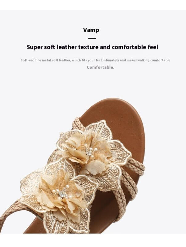 Wedge Roman Bohemian Retro Flower Vacation Sandals $45.50 Dana Fashion Color: Apricot Size: 36 Women's shoes Product information: Pattern: solid color Lining material: Leather Color: black, pink, apricot Upper height: low top Processing Method: Crazy Hors