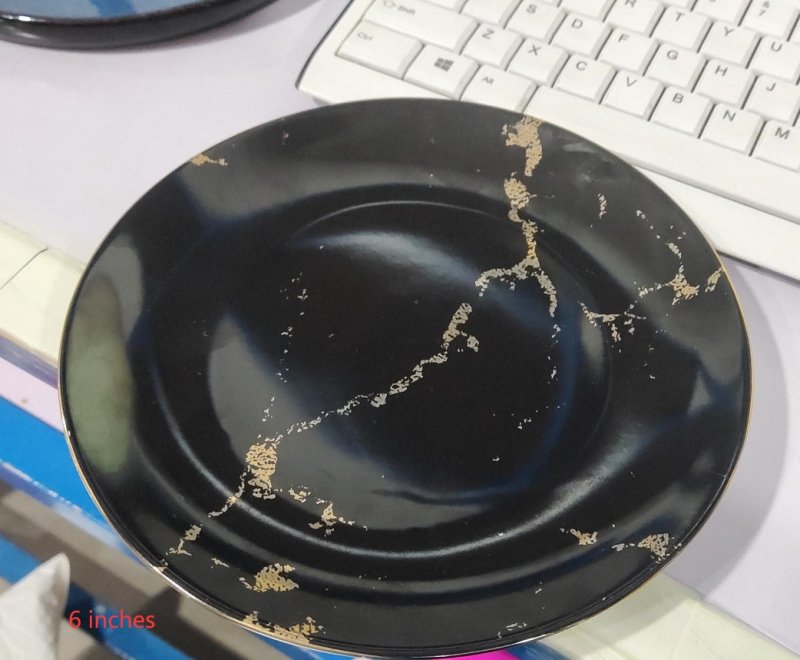 Western steak plate $141.17 Dana Fashion Color: Black 3pcs Size: 10 inches Dana's Kitchen Material: Ceramic Process: high temperature firing + gold
