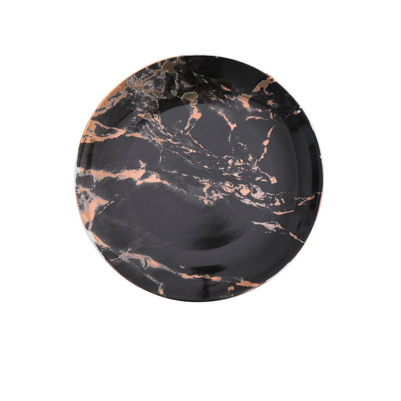 Western steak plate $57.61 Dana Fashion Color: Black Size: 10 inches Dana's Kitchen Material: Ceramic Process: high temperature firing + gold
