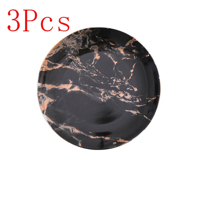Western steak plate $141.17 Dana Fashion Color: Black 3pcs Size: 10 inches Dana's Kitchen Material: Ceramic Process: high temperature firing + gold