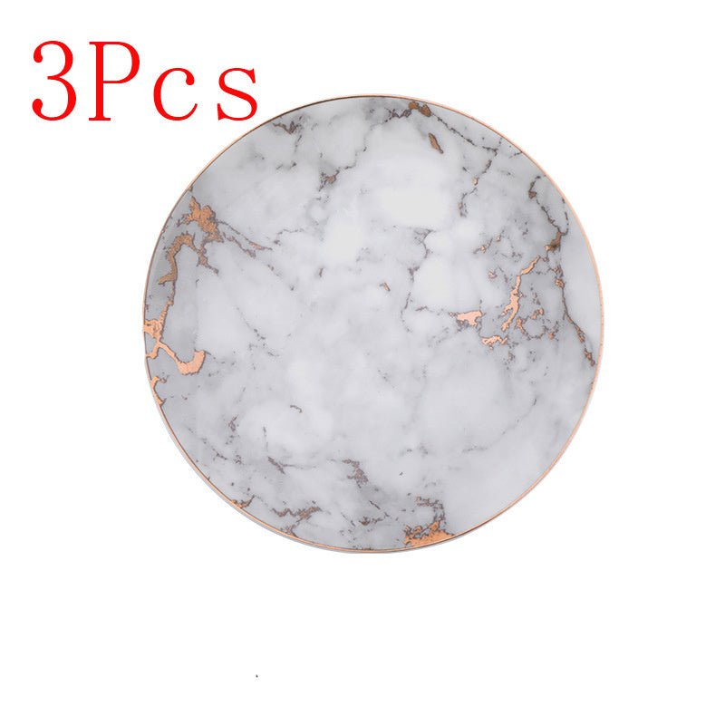 Western steak plate $126.43 Dana Fashion Color: Light grey 3pcs Size: 10 inches Dana's Kitchen Material: Ceramic Process: high temperature firing + gold