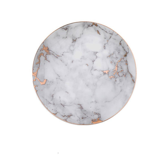 Western steak plate $57.61 Dana Fashion Color: Light grey Size: 10 inches Dana's Kitchen Material: Ceramic Process: high temperature firing + gold
