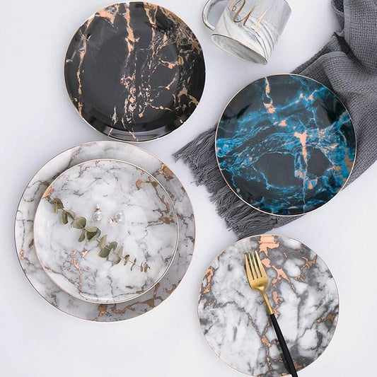 Western steak plate $141.17 Dana Fashion Color: Black 3pcs Size: 10 inches Dana's Kitchen Material: Ceramic Process: high temperature firing + gold