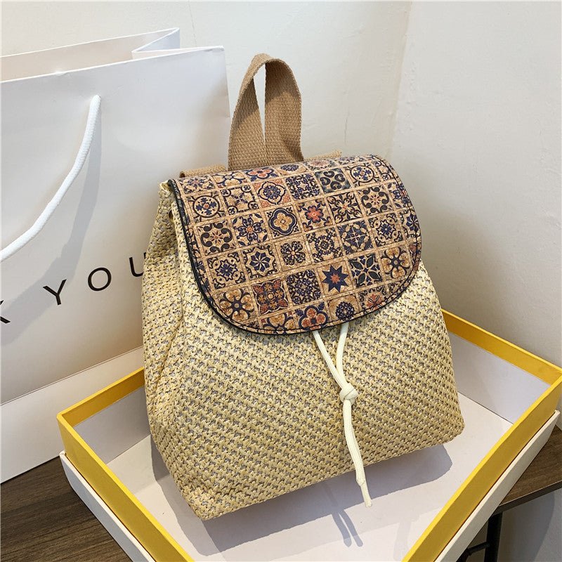 Western Style Travel Women's Straw Backpack Bohemian Style Tassel Bag $35.67 Dana Fashion Color: Pattern Khaki Women's Bags Product information: Applicable scenarios: Daily matching Color: white with pattern, pattern khaki, tassel White, tassels khaki Out